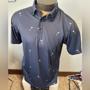 Straight Down Performance Mens Small Martini Glass Short Sleeve Polo